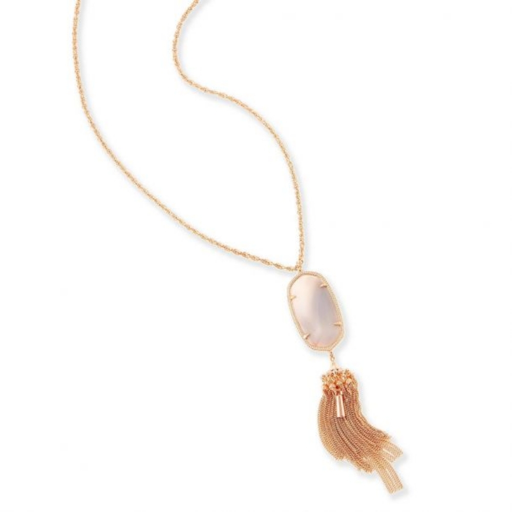 Kendra Scott | Rayne Necklace in Tan Banded Agate, Rose Gold Tone